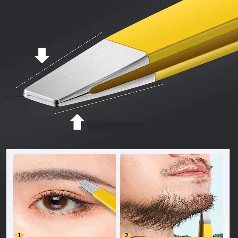 4-teiliges Edelstahl-Pinzetten-Set Augenbrauen-Wimpern-Pinzetten mit Aufbewahrungstasche Haarentfernungs-Pinzetten für Schönheitssalon & Heimgebrauch