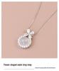 Exquisite S925 Sterling Silver Bowknot & Diamond Necklace with White Chalcedony