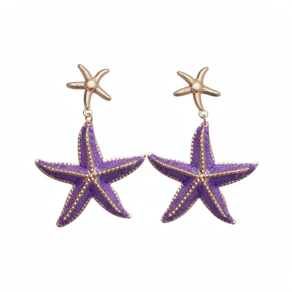 Ear Pendant Starfish Dangle Earrings Iron Material Long Tassel Earrings Festival