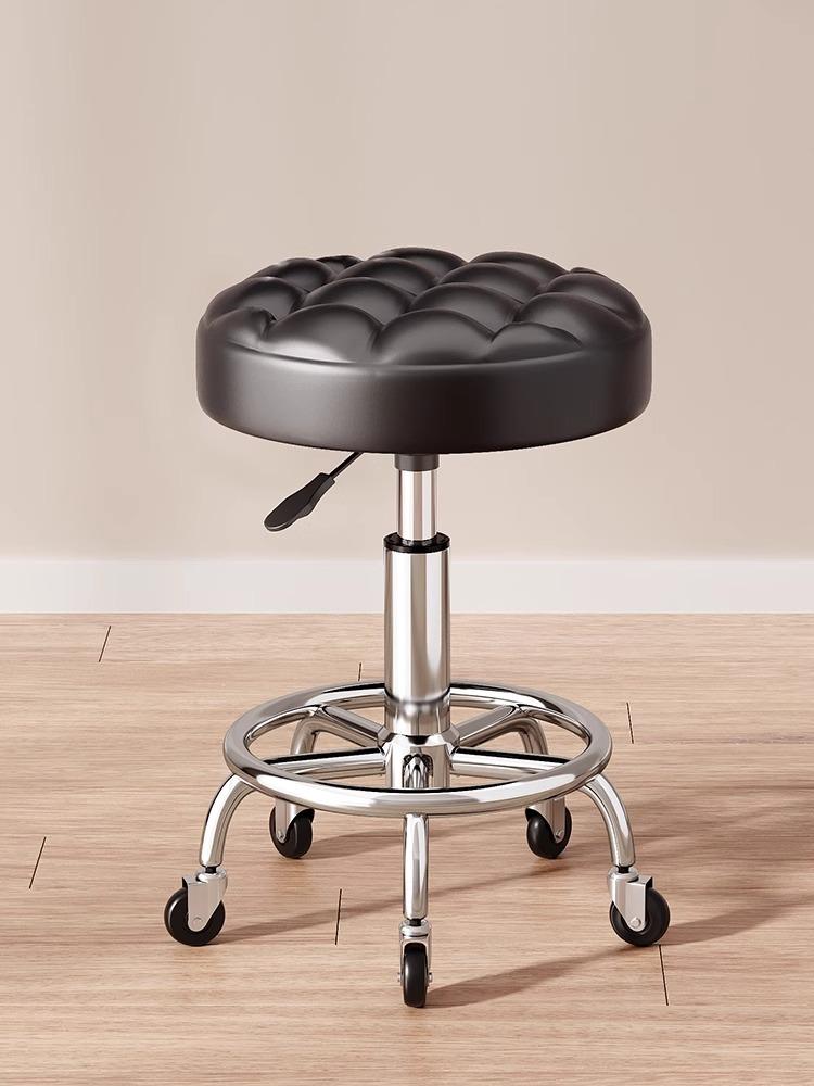 Modern Minimalist Beauty Stool, Adjustable Mobile Hairdressing Chair, Comfortable Cushioned Backrest Seat, Salon Barber Stool