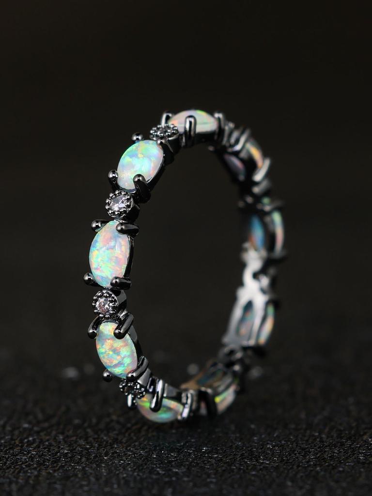 Platin Herz Voll Diamant Opal Ring