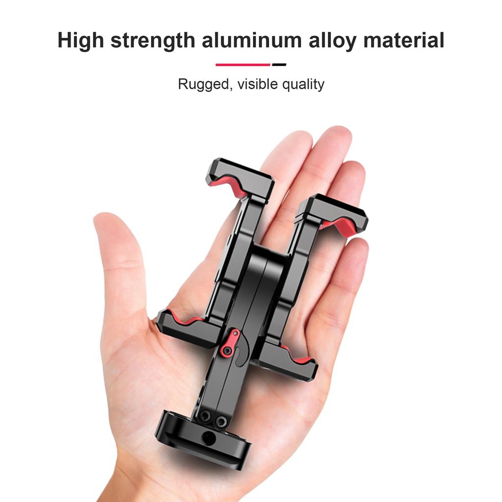 Portable Phone Tripod Mount Metal Phone Mount for Tripod with Dual Phone Holder Cold Shoe Mounts