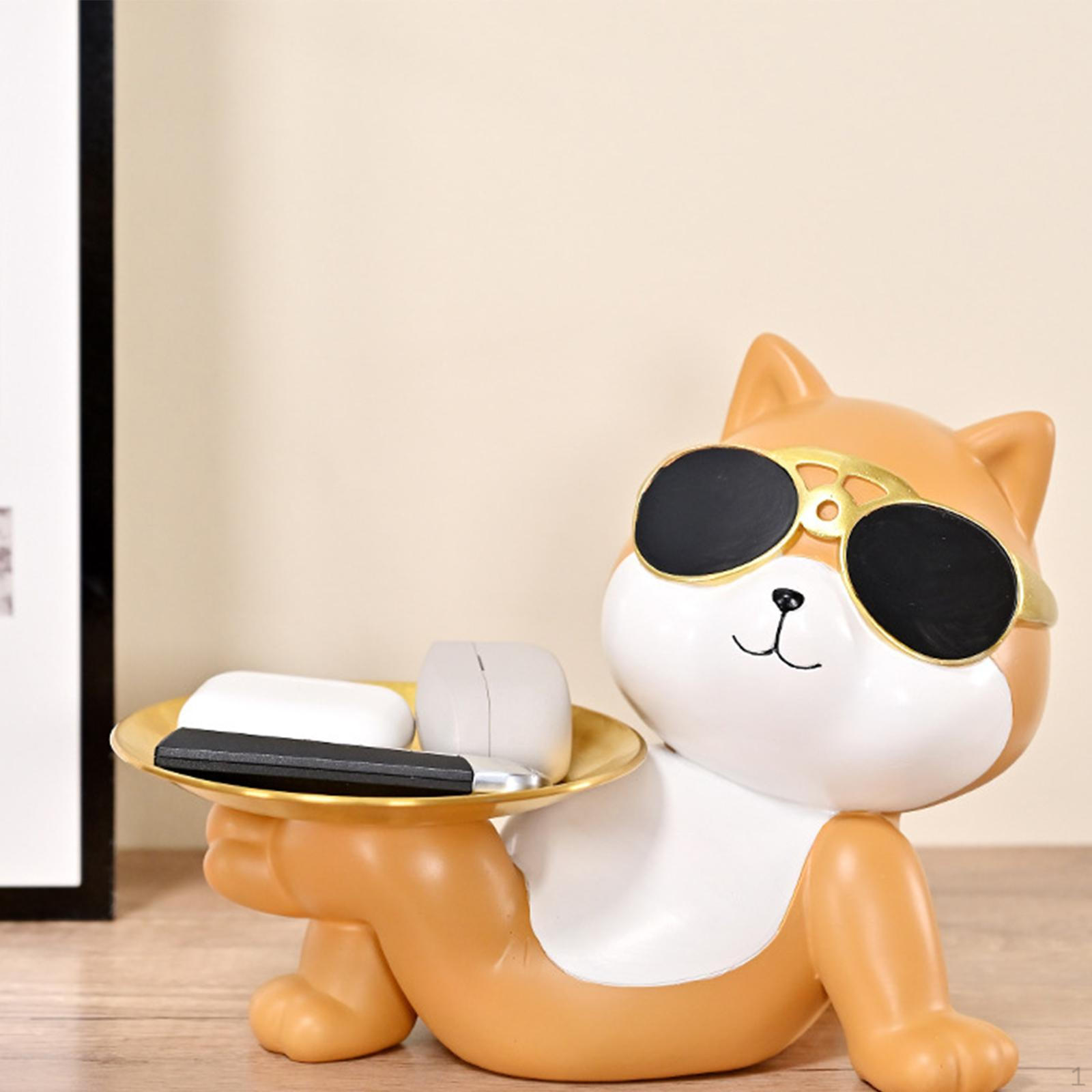 

animal Figurine Storage Tray Decorative Ornament Dog Statues Jewelry Trinket Holder for оранжевый
