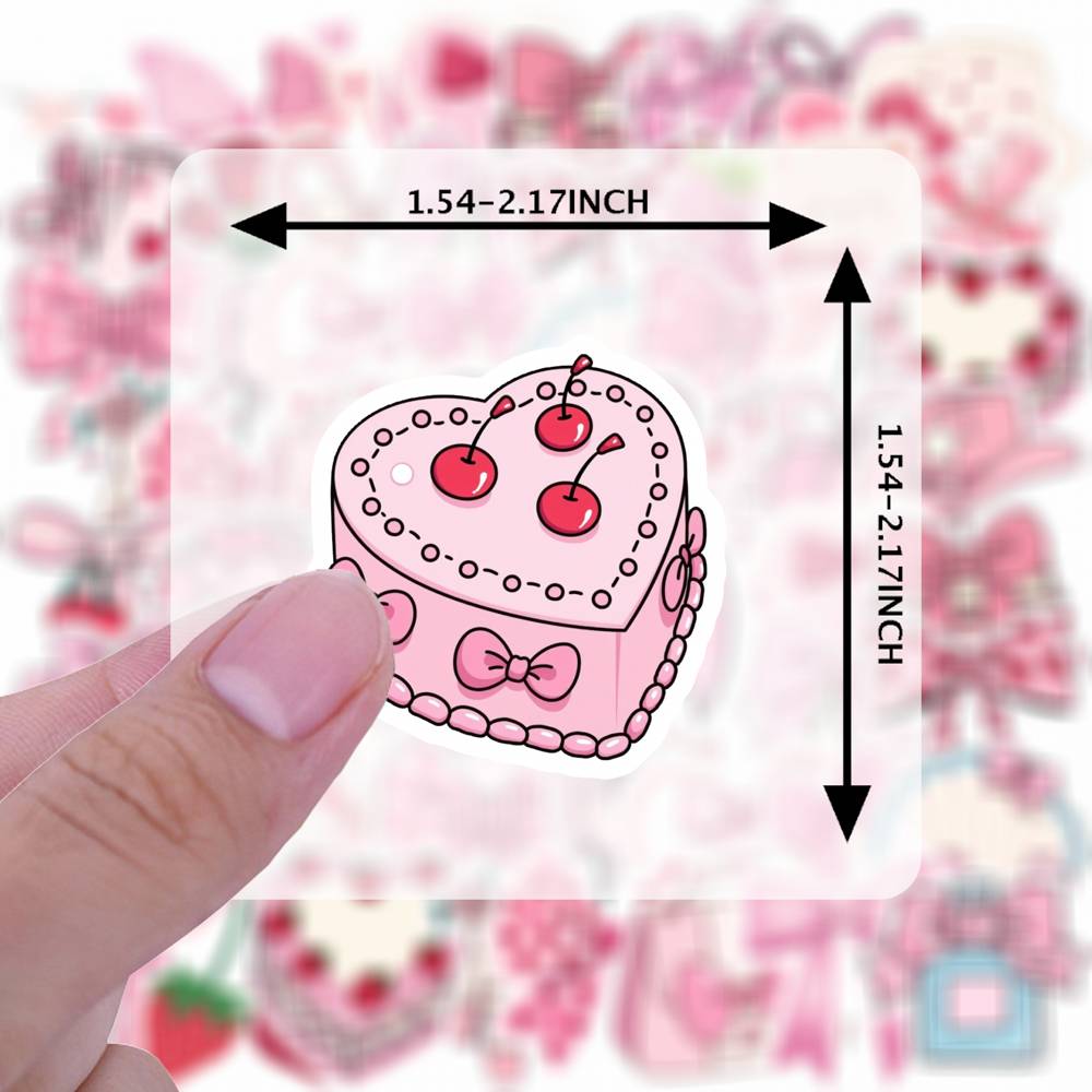 35pcs-50pcs Cute Pink Stickers Romantic Cute DIY Stickers Teacher Reward Stickers For Guitar Laptop Helmet Skateboard Guitar