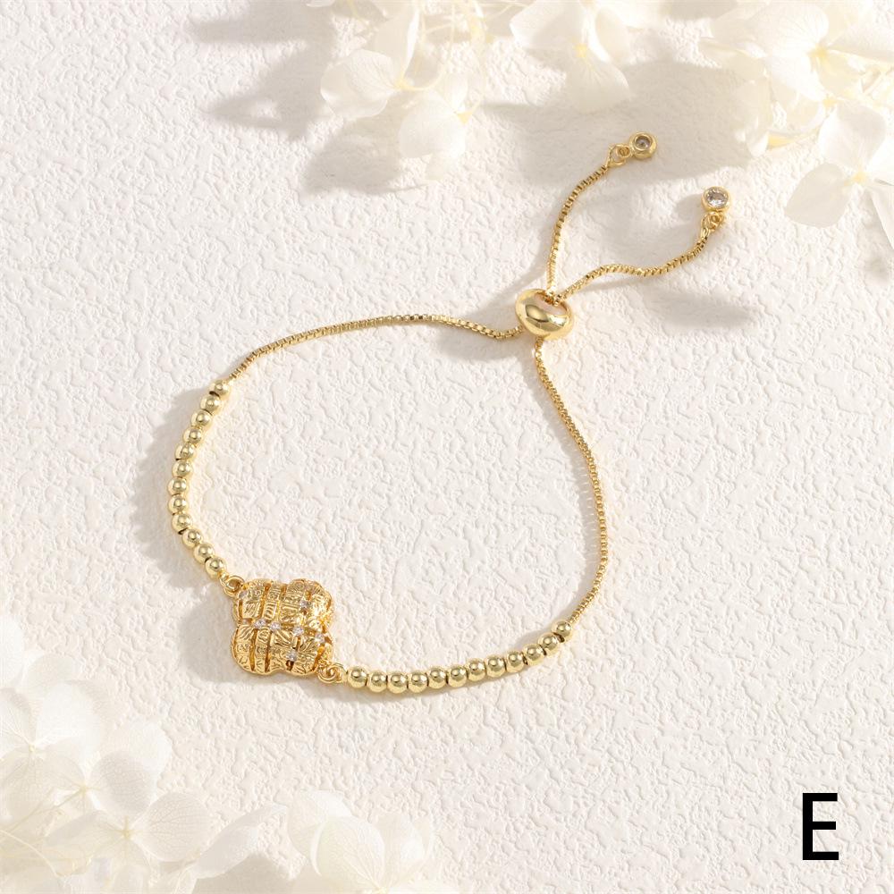 Měděný zirkonový náramek Hvězdná obloha Slunce se srdíčkem a kulatými korálky