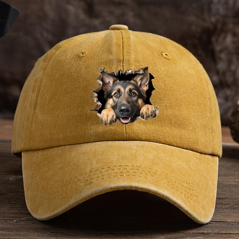 Lochmuster Wolfshund-Print Baseballkappe Unisex Outdoor Entenschnabelkappe gebogener Schirm gewaschen Retro Sonnenhut