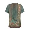 Women's Casual Floral Print V-Neck Short Sleeve Decorative Button T-Shirt Top