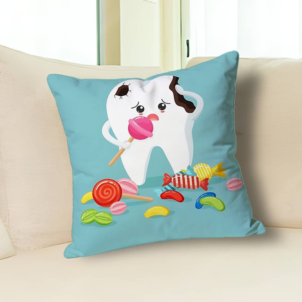 Dental Protect Tooth Cartoon Anime Celebrity Merchandise All-Match Printed Pillow Case Sofa Car Office Room Decoration Protector