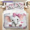 Elephant Pattern Bedding Quilt Set Quilt Cover Pillowcase Home Decoration Birthday Gift (1 * Duvet Cover + 2 * Pillowcase, Without Core)