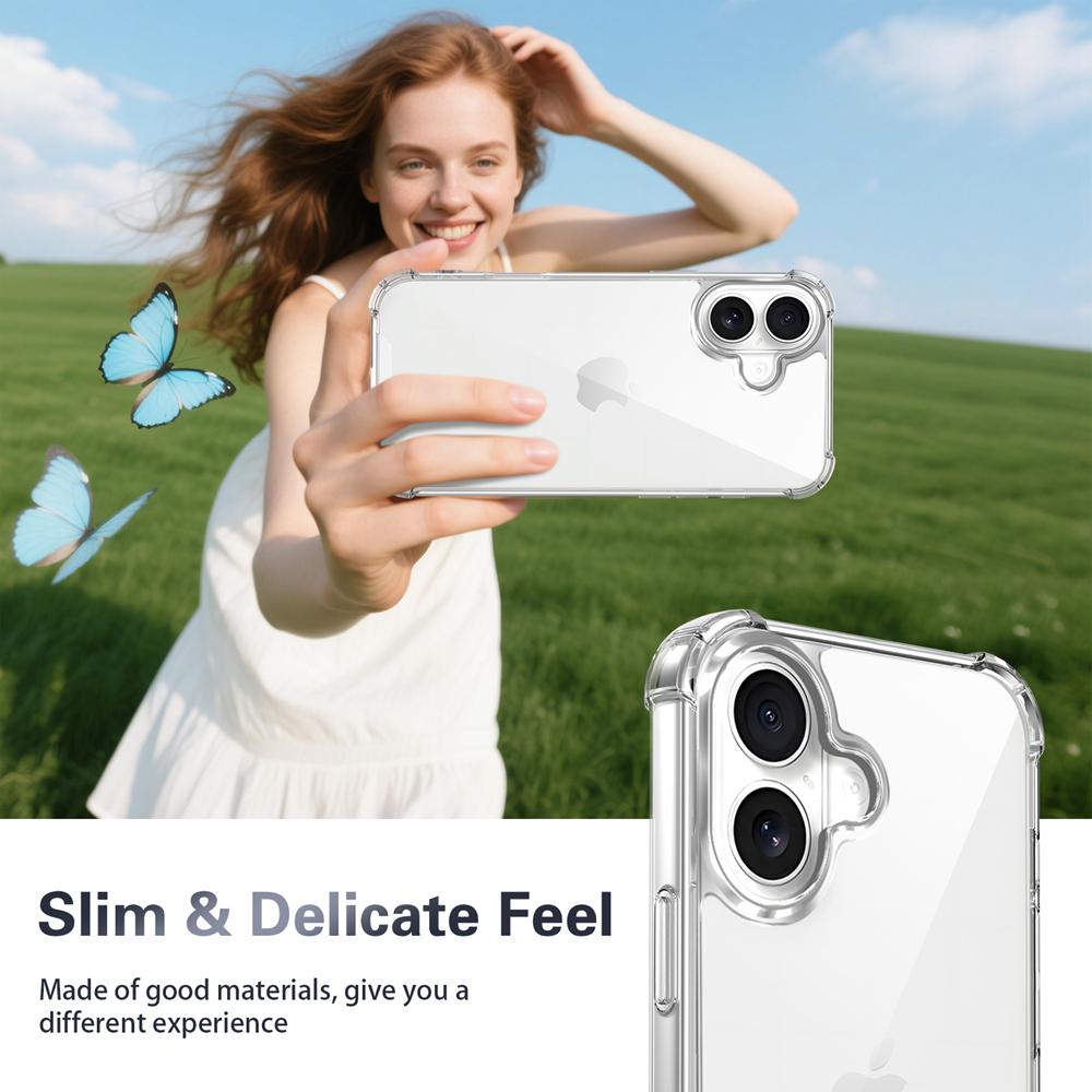 KEYSION Vier-Ecken Stoßfest Transparente Hülle für iPhone 12 13 14 15 16 Pro Max 16e Plus Weiches TPU+PC Klare Handyhülle