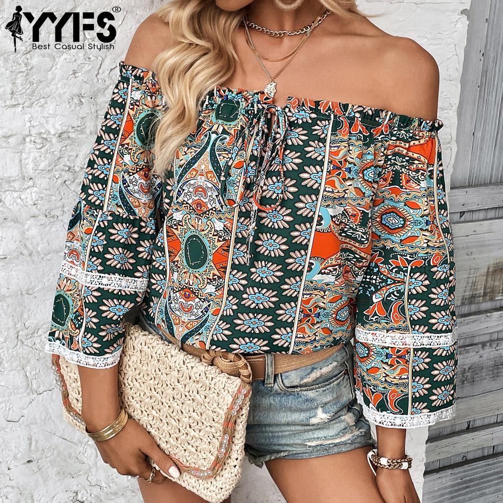 YYFS Mode för kvinnor Bohemia Casual Långärmade Blusar & Skjortor