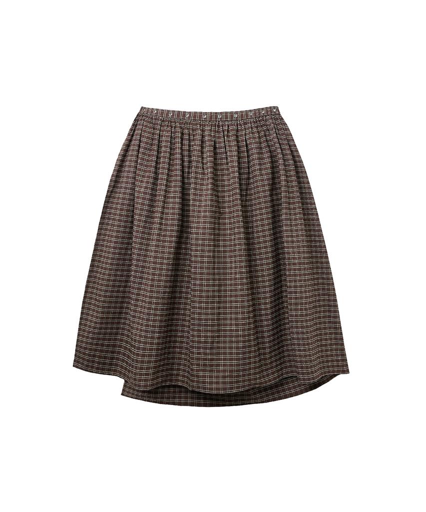 Lense Eyelet Layered Skirt Brown Check