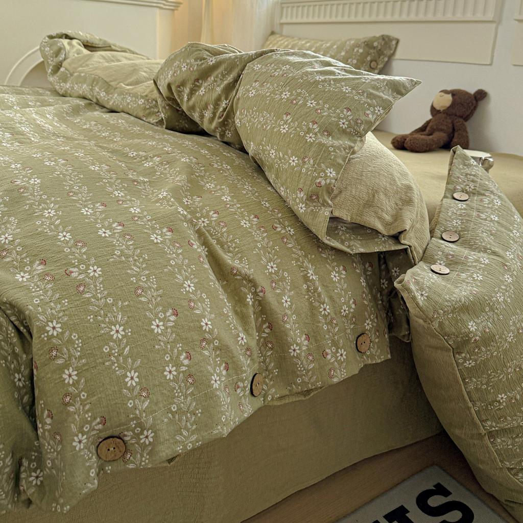 Green Floral Bedding Set Vintage Duvet Cover Set With Pillowcases Single Twin Double Sheet Bed Home Decor Bed Linen Set For Home
