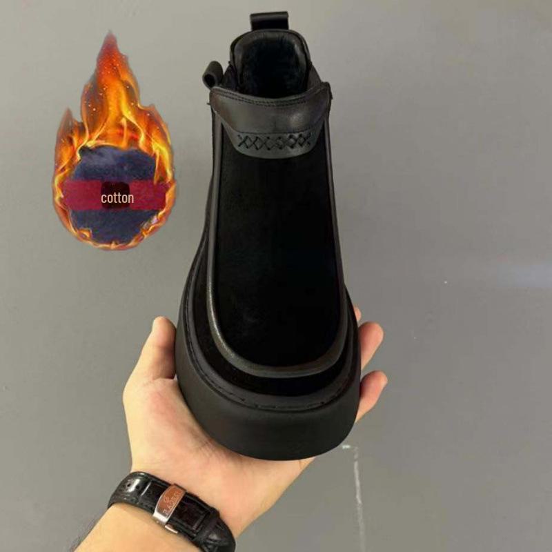 

Мужские повседневные кожаные ботинки Martin с низким верхом 2025 года на толстой подошве и бархатной подкладке Size 41 чёрный