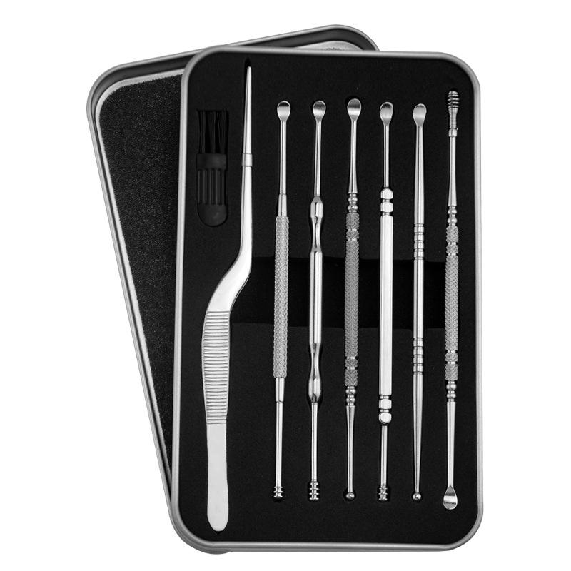 

7Pcs Stainless Steel Ear Pick Spoon Ear Wax Cleaner Health Care Removal Curette Ear Earwax Remover Cleaning Selection Tools срібний