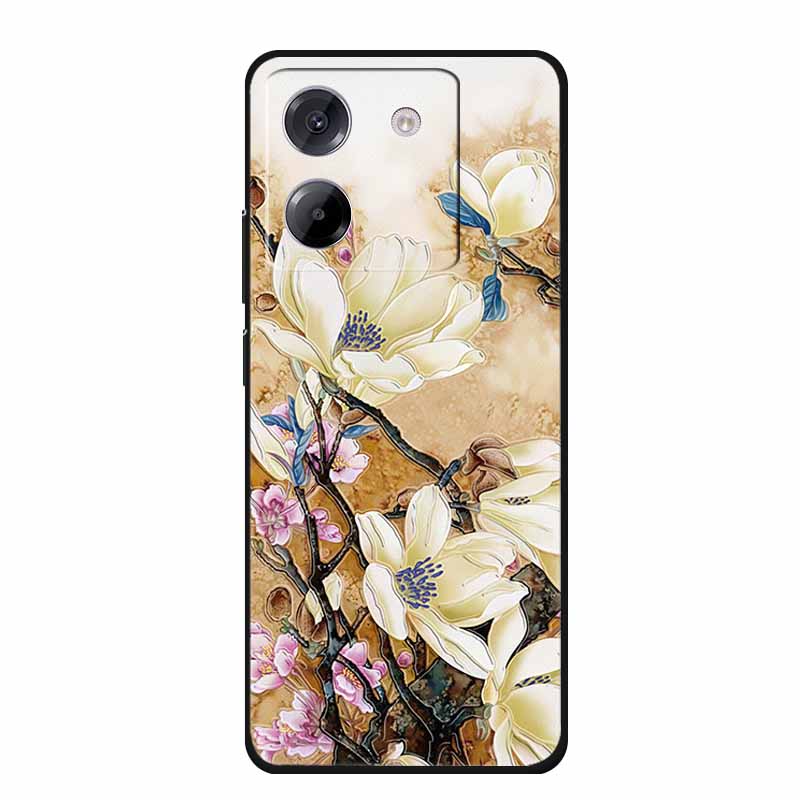 3D Emboss Case For POCO M7 Pro 5G Phone Case Relief Flowers Black Silicone Soft Back Cover For Xiaomi Poco M7 Pro Case Coque Bag