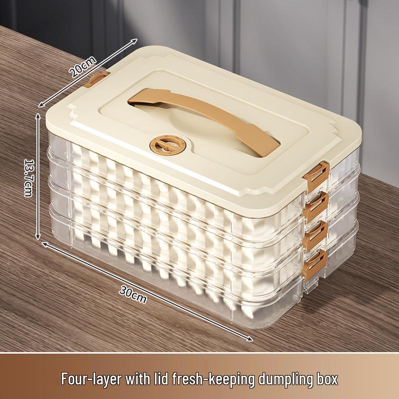 Frozen Dumpling and Wonton Freezer Box with Freshness Seal and Hanging Rack