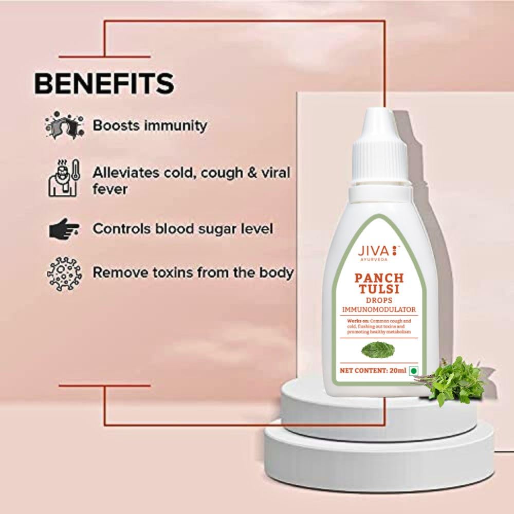 Jiva Tulsi Drops 20 Ml Pack of 1 | Ayurvedic Immunity Booster for Healthy Metabolism & Detox