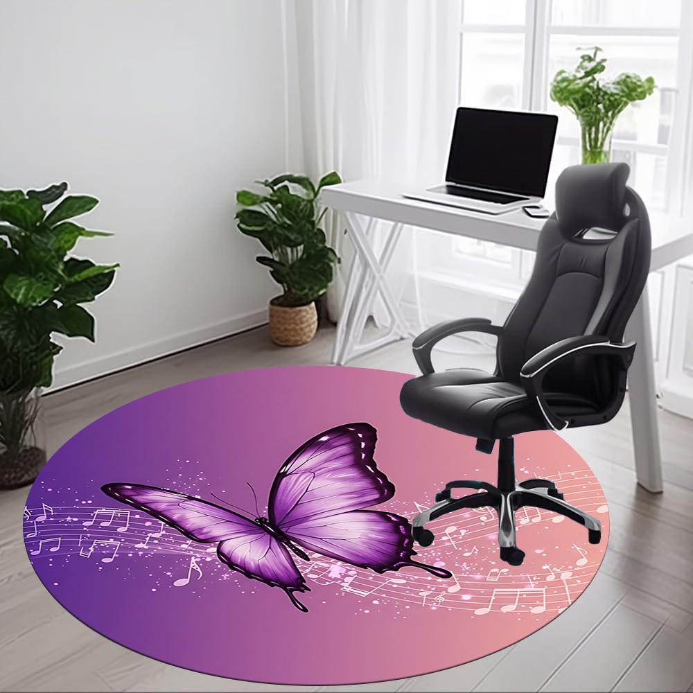 1pc Butterfly MusicChair Carpet for Office, Indoor Non-Slip Washable Polyester Fiber Carpet, Mat For Office, Machine Washable