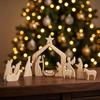 Mini Nativity Scene Decorations Wooden Christmas Table Centerpiece  Indoor Holiday