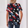 Women's T Shirt Independence Day Print Button Short Sleeve Daily Weekend Fashion Basic V- Neck Regular Top