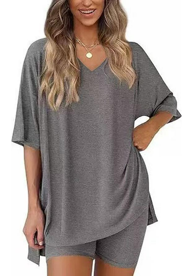 Women's Casual V-neck T-shirt & Shorts Homewear Set, 2026 Collection: Comfortable and Stylish 