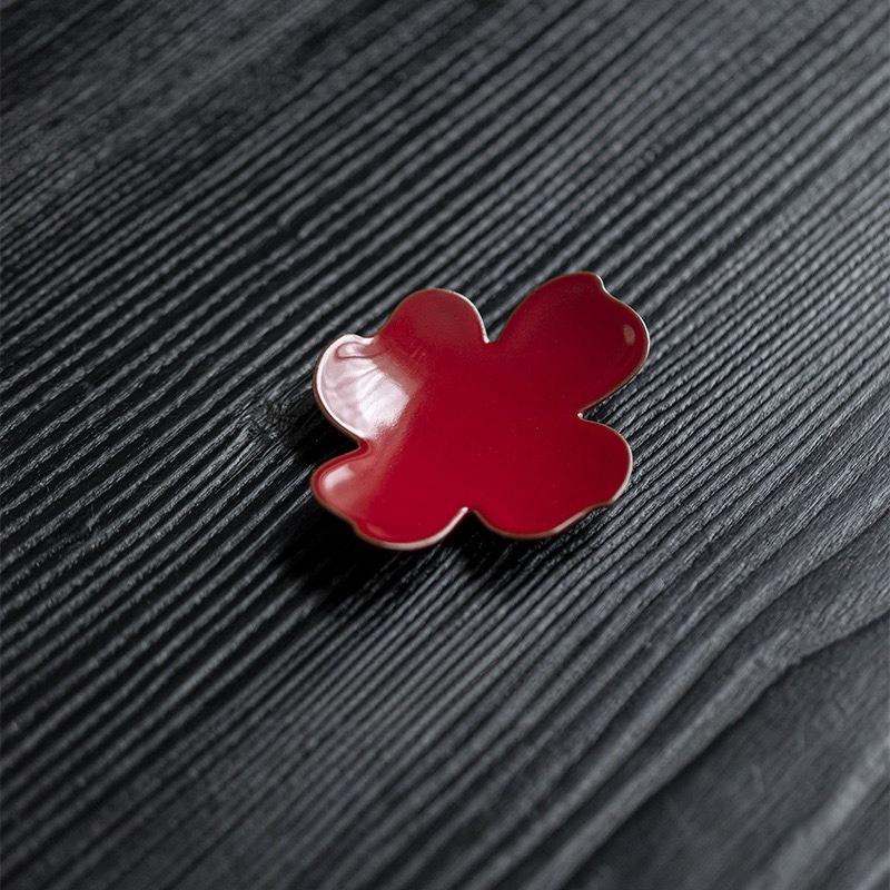 Ретро керамическая подставка под чашку для чая легкая роскошь китайский поднос для чая теплоизоляционная подставка ручной работы четырехлистный подсвечник красный