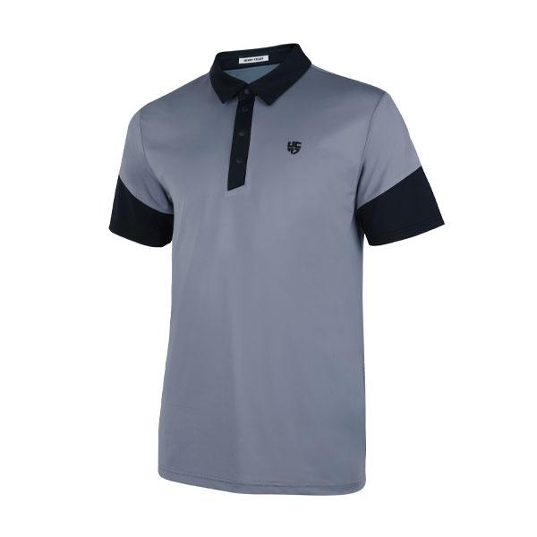HENRY STUART Men'S Balance Line Polo Short Sleeve T-Shirt Grey