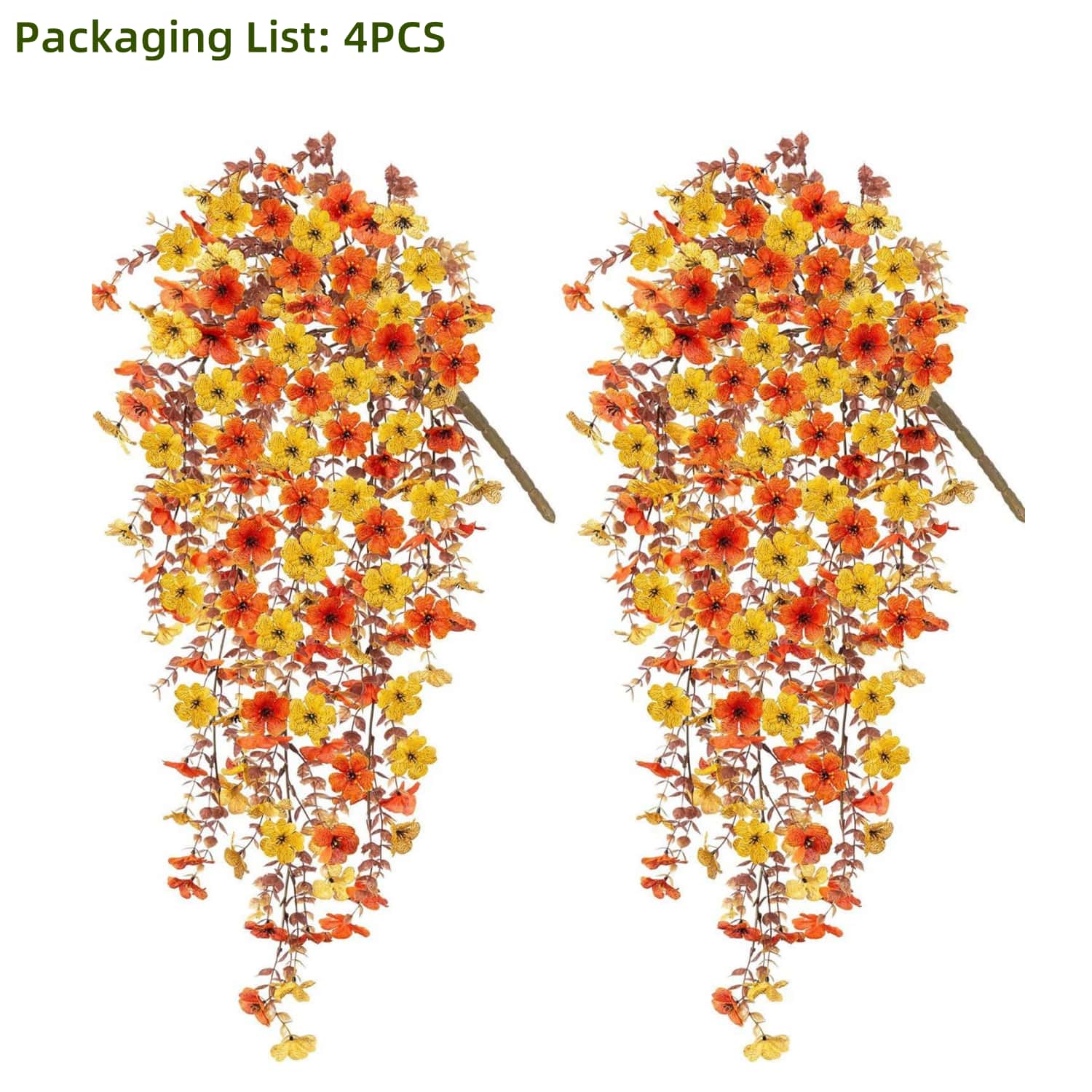 

4pcs Artificial Hanging Trumpet Flowers -Outdoor Indoor Doorstep , Festive Home Accents, Floral Display Durable Flower Vines