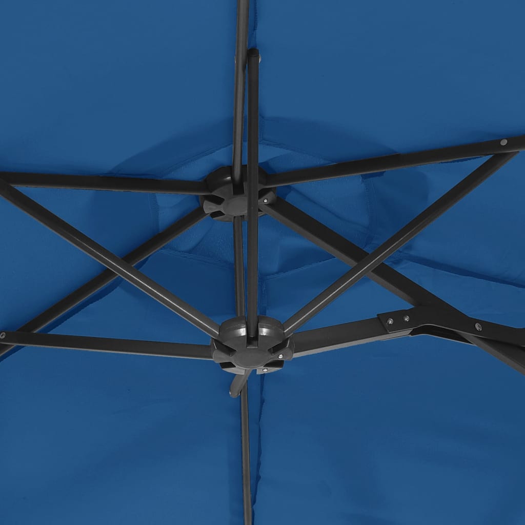 Vidaxl Podwójny Parasol Ogrodowy Z Led, Niebieski, 316X240 Cm