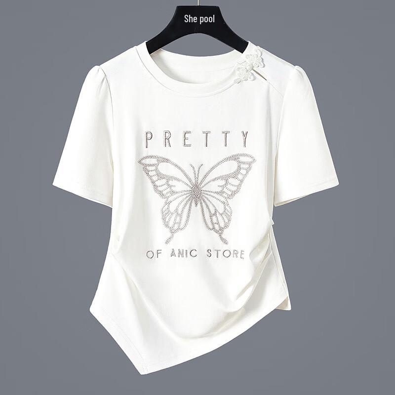 Women s New Chinese Style Knot Button Slim T-shirt L