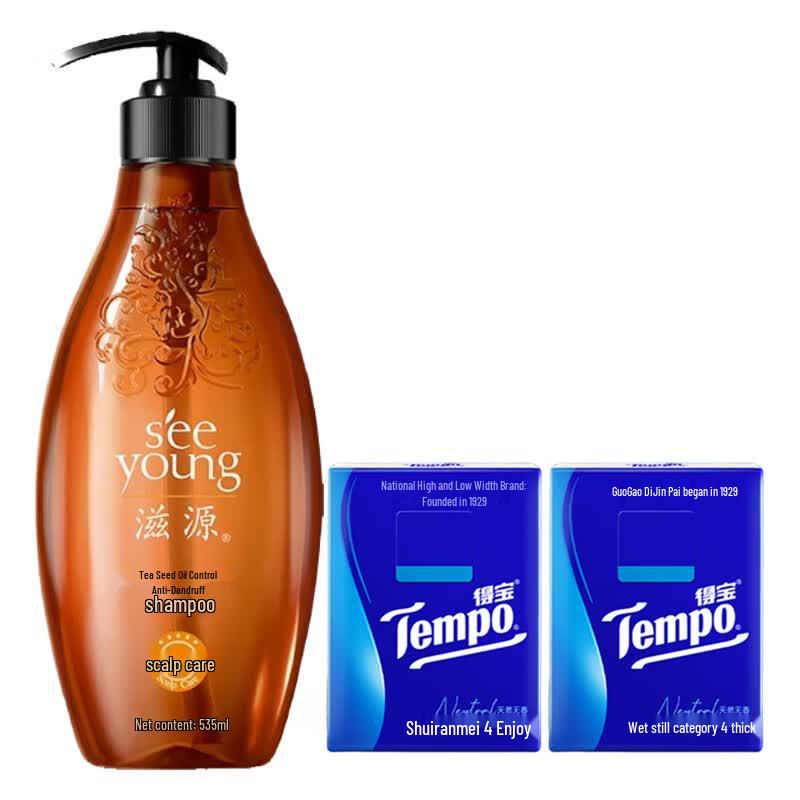 Tempo Portable Tissues & Tea Seed Shampoo Bundle