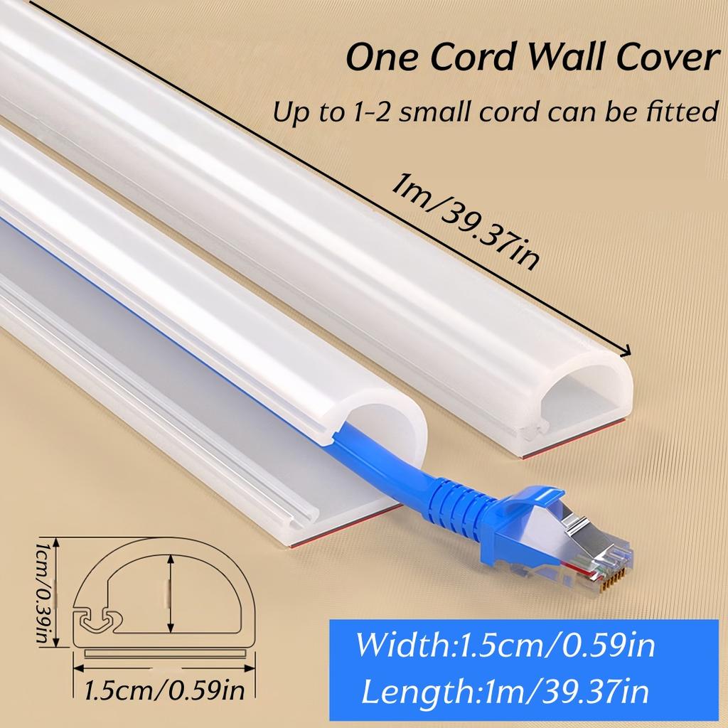 1 ud. Canaleta Adhesiva Invisible para Cables - Protector de Cables Antipasos Cubierta Suave para Cables con Tapa para Uso en Paredes Hogar Oficina