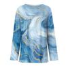 Women's Fashion Hem Slit Casual Floral Print Round Neck Long Sleeve Top
