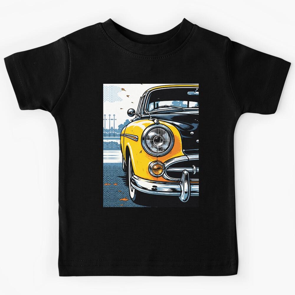 Autumn Yellow Classic Car Front View Art Kids T-Shirt 120