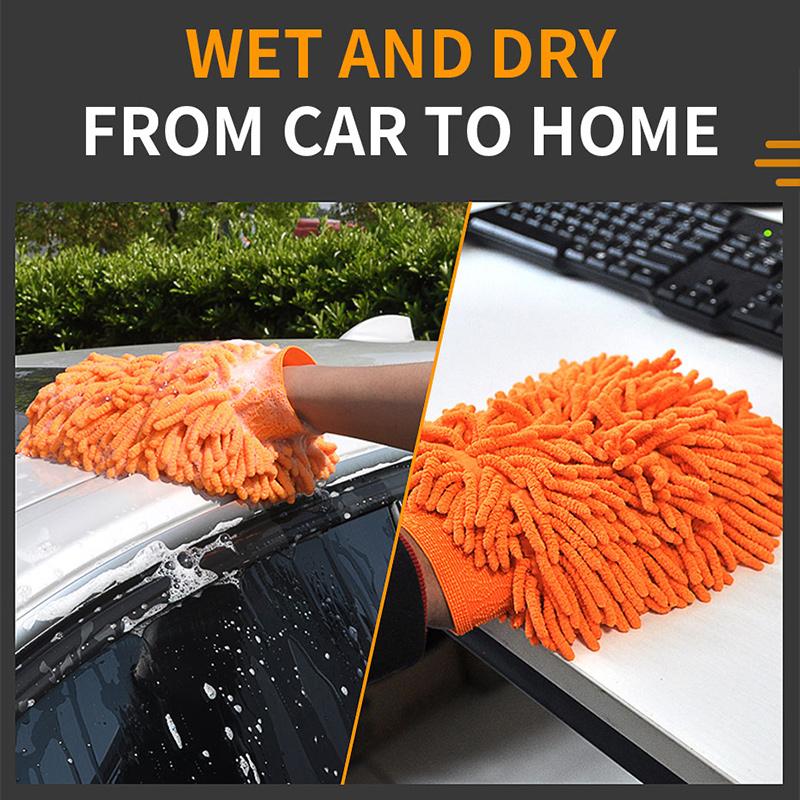 Microfiber Car Washing Mitt Ultra Absorbent Cleaning Gloves Car-Detailing Double-Side Wet/Dry Mitt Car Wash Accessories