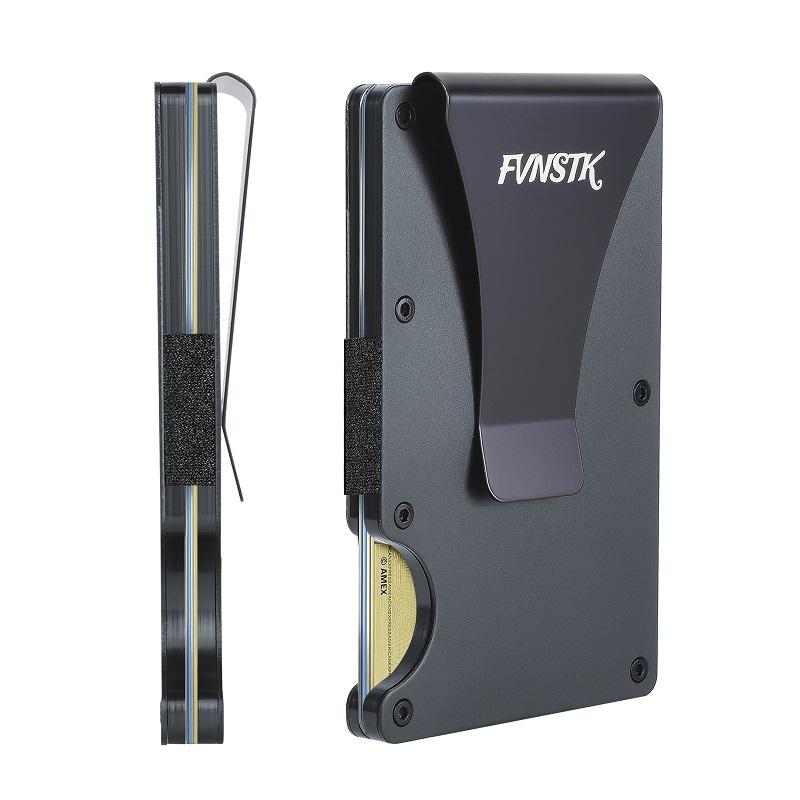 Brieftasche – Kreditkartenetui mit Blockierung der Vordertasche – Metall-Geldbörse mit Geldscheinklammer