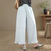 Plus size cotton Vintage high Waist Casual loose spring Summer wide leg Pants Women Trousers