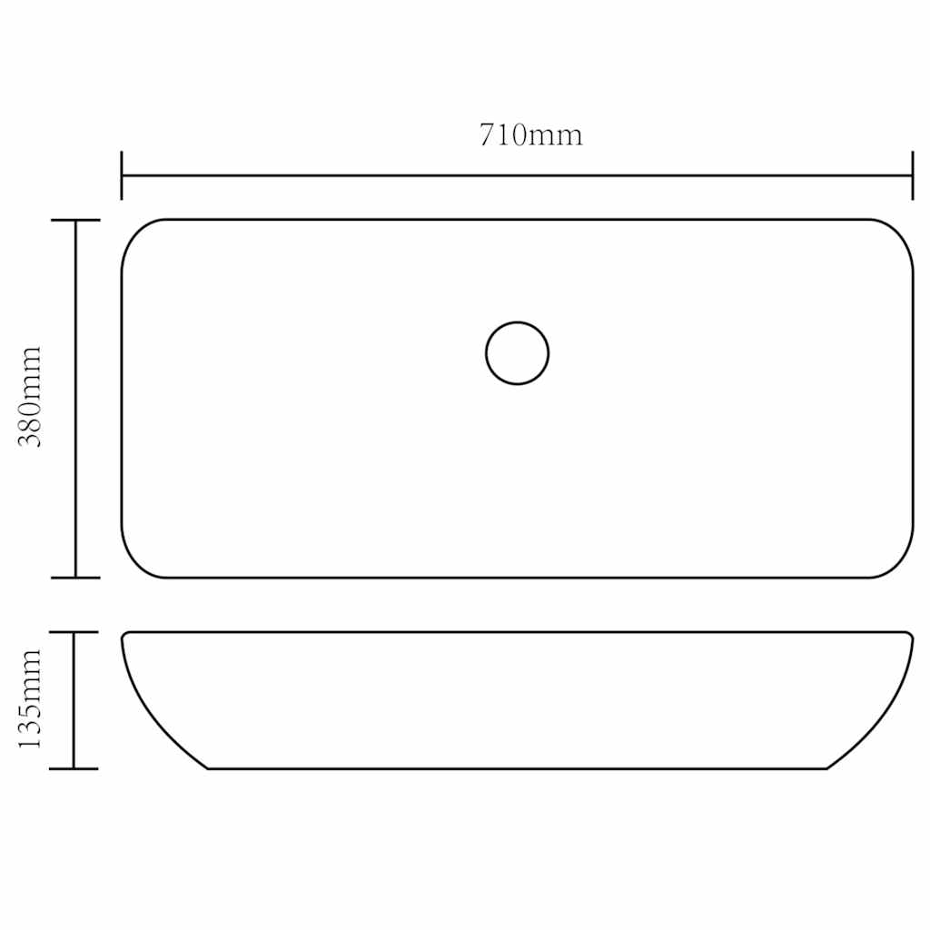 Luxury Rectangular Washbasin 71 X 39 Cm Ceramic