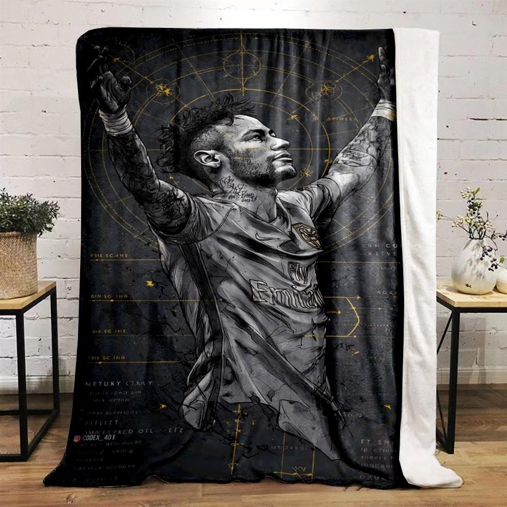 Dynamic Sketch of Soccer Player Portrait Flannel Blanket for Bedroom, Living Room, Sofa, and Nap Sofas