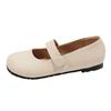 Fashion temperament round head versatile flat bottom shallow mouth single shoes women's 2025 new spring and autumn soft sole Velcro Mary Jane shoes