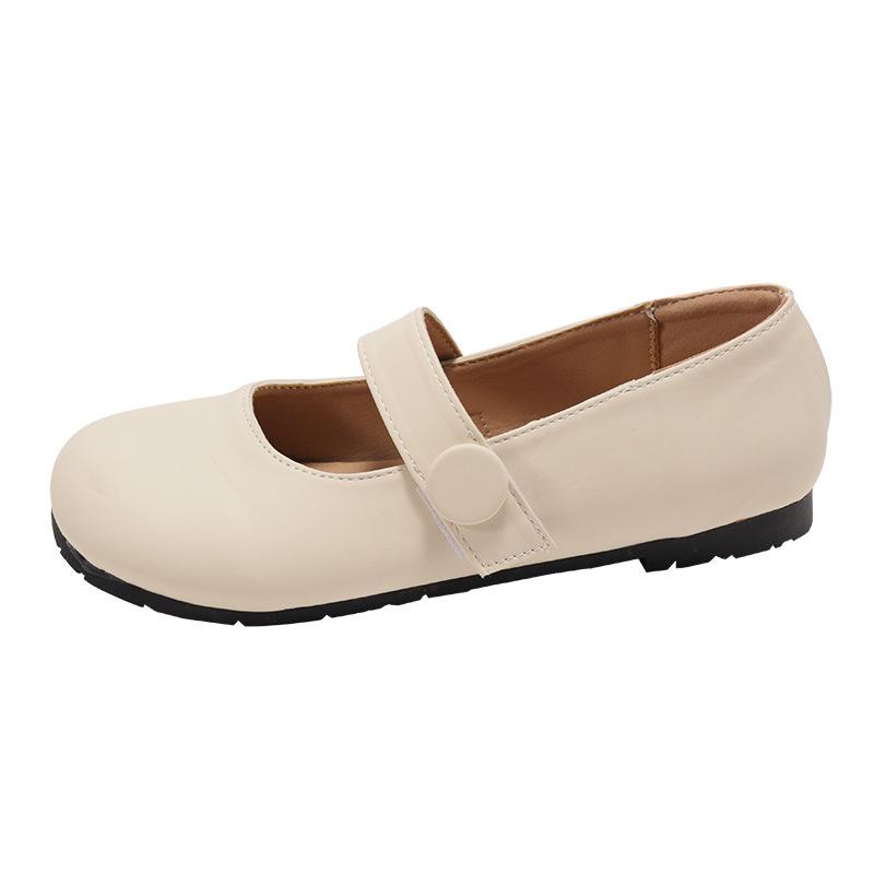 Fashion temperament round head versatile flat bottom shallow mouth single shoes women's 2025 new spring and autumn soft sole Velcro Mary Jane shoes