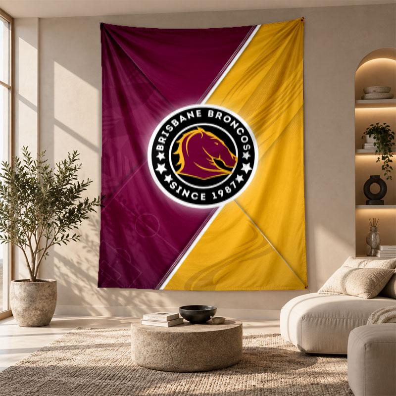 Decorative Tapestry,Brisbane Broncos Printed Wall Art, Lightweight Wall Hanging For Bedroom Background
