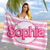 Personalized Striped Beach Towel Custom Name/Logo Microfiber Towel Thin Quick Dry Absorbent for Beach Swimming Yoga Bath Sports