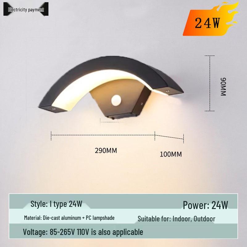 Waterproof Minimalist LED Wall Light with Smart Sensor for Outdoor Use