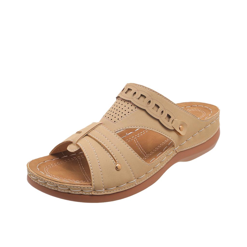 Casual slippers summer new wear versatile women's shoes slope heel open-toed cool slippers women