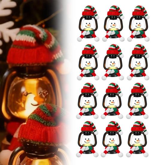 Mini Snowman Lantern with Hats And Scarves Christmas Flickering LED Candles Winter Small Snow Man Table Centerpiece for Holiday Party Favors