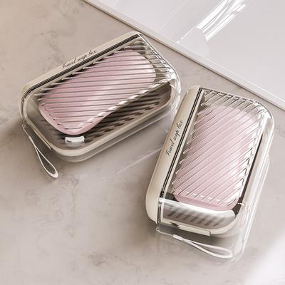 Travel Soap Dish Pink With Transparent Sealing Cover Portable Soap Box Outdoor Tourism Bathroom Soap Rack Storage Container