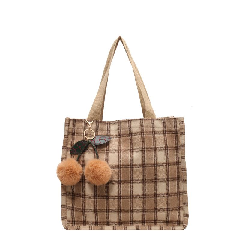 Herbst- und Winter-Retro-Wollentasche für Damen, neue koreanische Tragetasche, vielseitige, lässige, große Kapazität, Einzel-Schulter-Pendeltasche