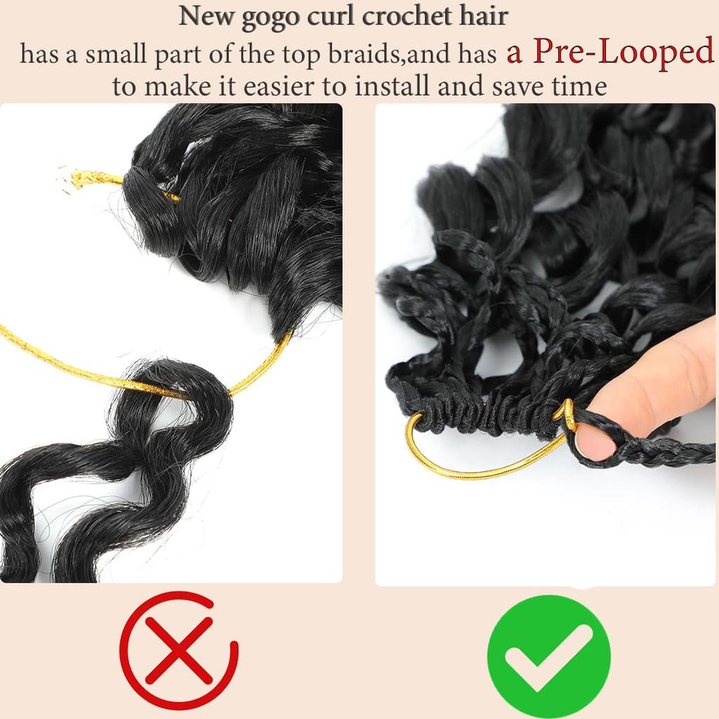 Box Gogo Curl Crochet Hair for Black Women Pre looped Short Ocean Wave Crochet Hair Water Wave Beach Curl Crochet Braiding Hair